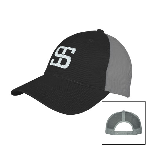 Black/Charcoal Mesh Back Unstructured Low Profile Hat-Monogram