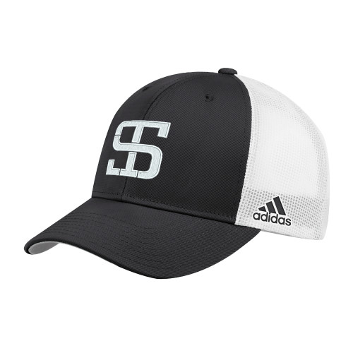 Adidas Black Structured Adjustable Mesh Hat-Monogram