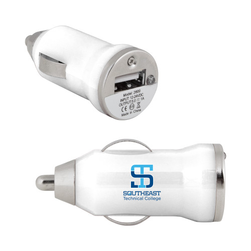 On the Go White Car Charger-Stacked