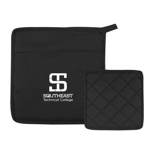 Quilted Canvas Black Pot Holder-Technical College