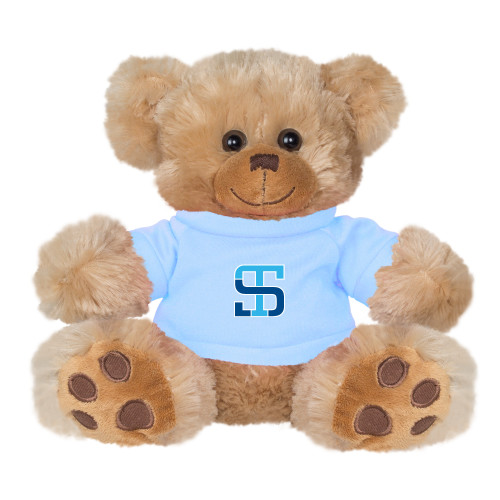 Plush Big Paw 8 1/2 inch Brown Bear w/Light Blue Shirt-Monogram