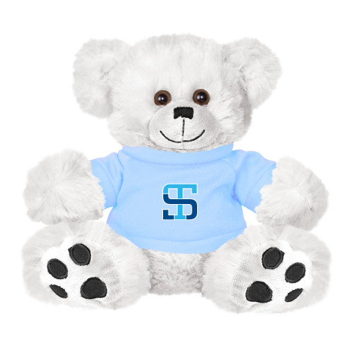 Plush Big Paw 8 1/2 inch White Bear w/Light Blue Shirt-Monogram