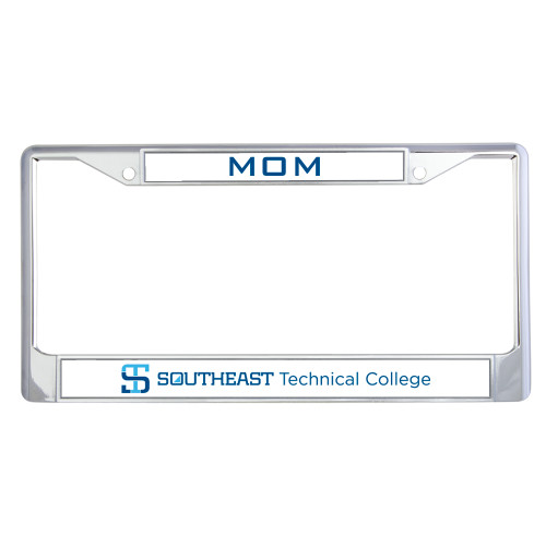 Mom Metal License Plate Frame in Chrome-Horizontal Version