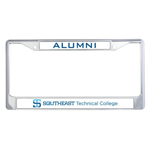 Alumni Metal License Plate Frame in Chrome-Horizontal Version