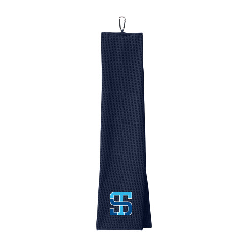 Navy Waffle Microfiber Golf Towel-Monogram