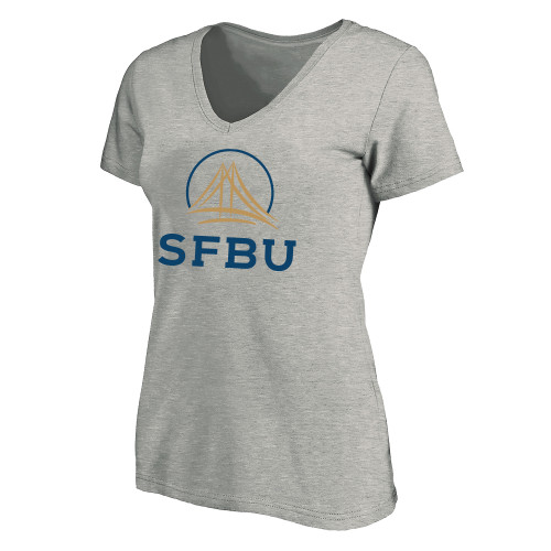 SFBU Womens Plus Heather Grey V Neck T Shirt-1XL