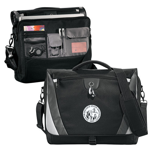  Black/Grey Slope Computer Messenger Bag - San Francisco State University Seal