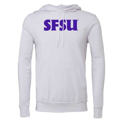  Bella + Canvas White Fleece Hood - SFSU Wordmark