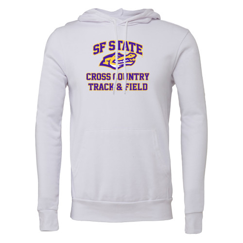  Bella + Canvas White Fleece Hood - SF State Cross Country and T&F