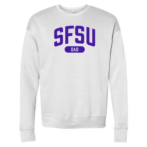  Bella + Canvas White Fleece Crew - SF State Dad