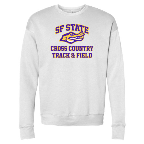  Bella + Canvas White Fleece Crew - SF State Cross Country and T&F