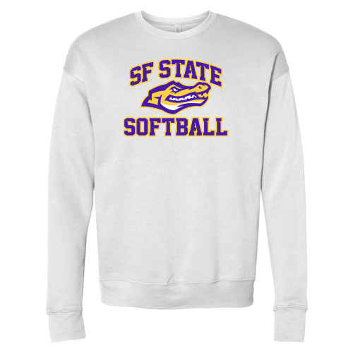  Bella + Canvas White Fleece Crew - SF State Softball