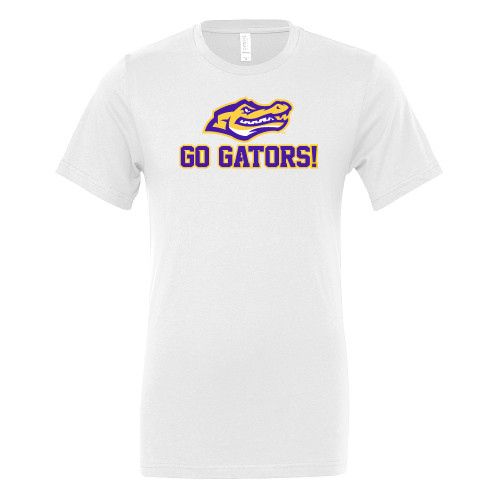  Bella + Canvas White Jersey Cotton T Shirt - Go Gators with Gator Head
