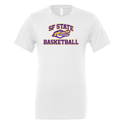  Bella + Canvas White Jersey Cotton T Shirt - SF State Basketball