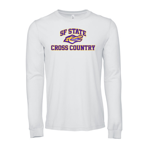  Bella + Canvas White Jersey Cotton Long Sleeve T Shirt - SF State Cross Country