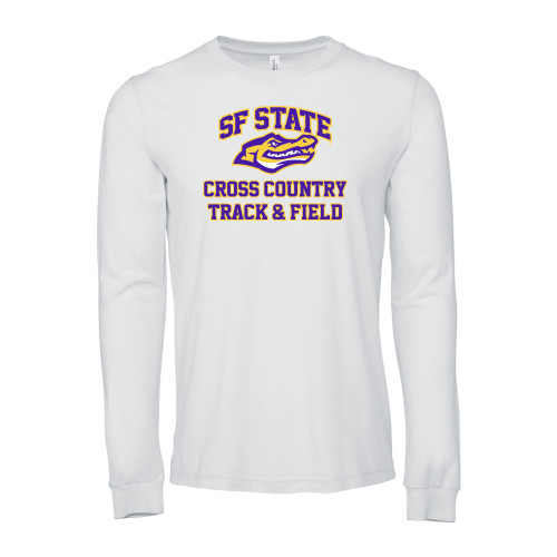  Bella + Canvas White Jersey Cotton Long Sleeve T Shirt - SF State Cross Country and T&F