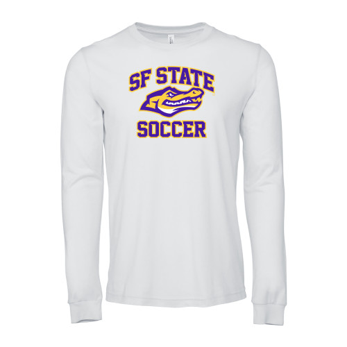  Bella + Canvas White Jersey Cotton Long Sleeve T Shirt - SF State Soccer