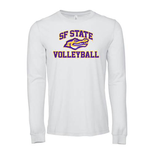  Bella + Canvas White Jersey Cotton Long Sleeve T Shirt - SF State Volleyball