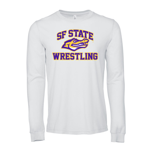  Bella + Canvas White Jersey Cotton Long Sleeve T Shirt - SF State Wrestling