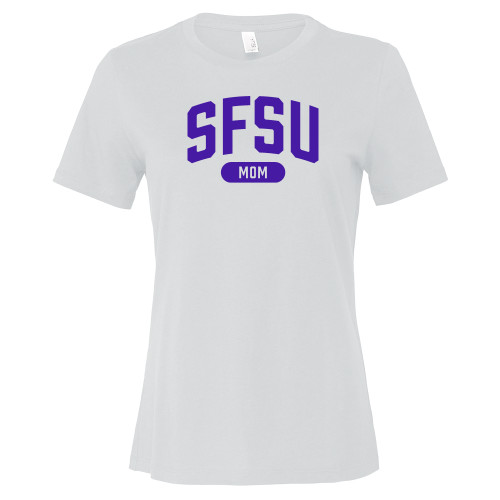  Bella + Canvas Womens White Relaxed Cotton T Shirt - SF State Mom