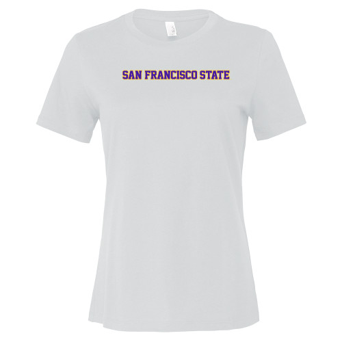  Bella + Canvas Womens White Relaxed Cotton T Shirt - San Francisco State Wordmark