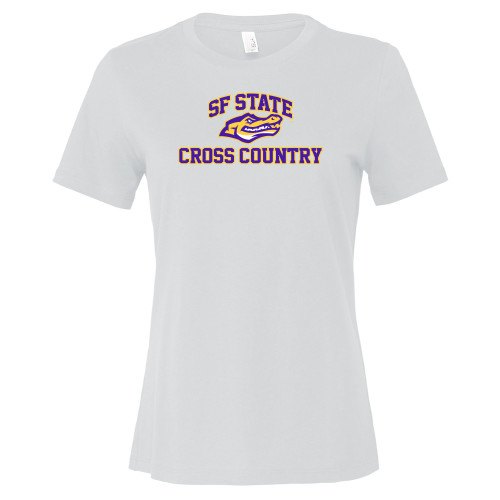  Bella + Canvas Womens White Relaxed Cotton T Shirt - SF State Cross Country