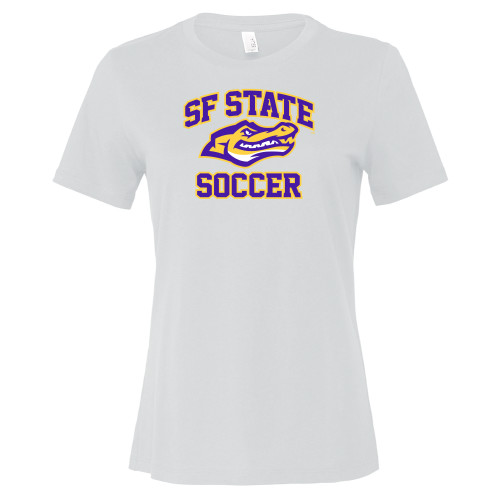  Bella + Canvas Womens White Relaxed Cotton T Shirt - SF State Soccer