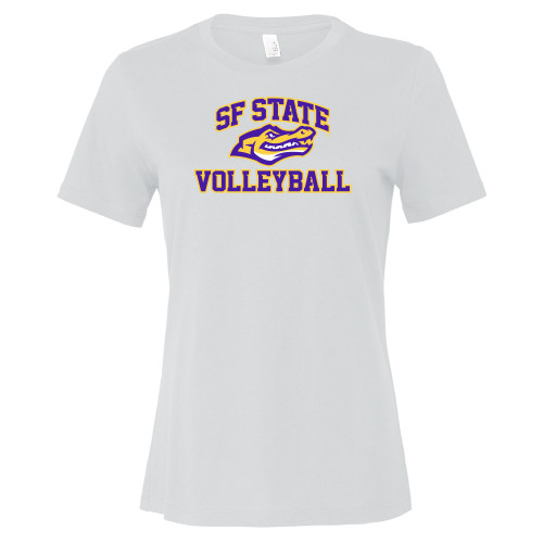  Bella + Canvas Womens White Relaxed Cotton T Shirt - SF State Volleyball