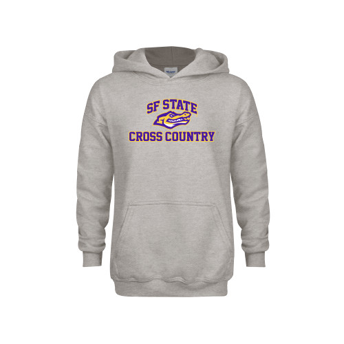 Youth Grey Fleece Hood - SF State Cross Country