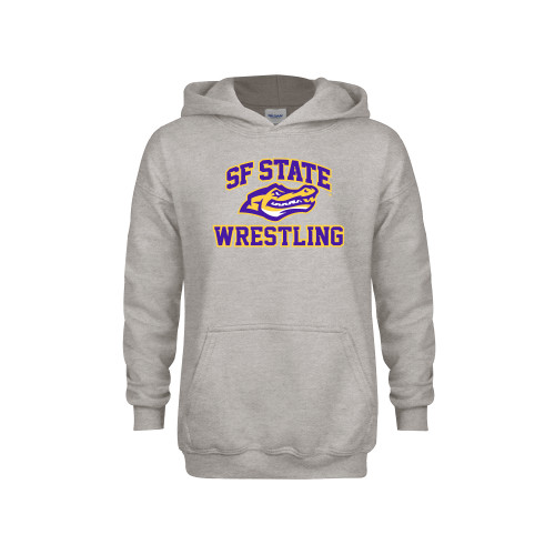  Youth Grey Fleece Hood - SF State Wrestling