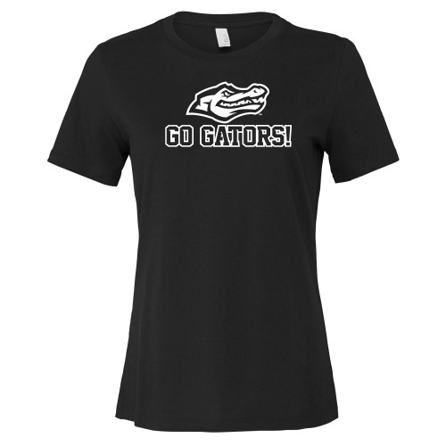  Bella + Canvas Womens Black Relaxed Cotton T Shirt - Go Gators with Gator Head
