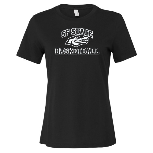  Bella + Canvas Womens Black Relaxed Cotton T Shirt - SF State Basketball