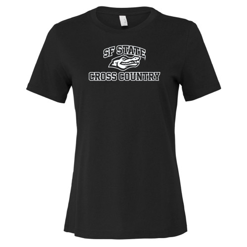  Bella + Canvas Womens Black Relaxed Cotton T Shirt - SF State Cross Country