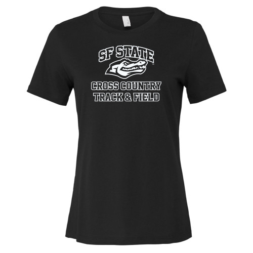  Bella + Canvas Womens Black Relaxed Cotton T Shirt - SF State Cross Country and T&F