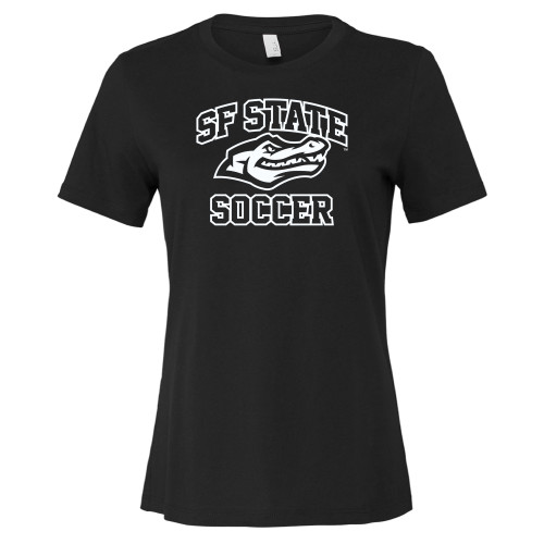  Bella + Canvas Womens Black Relaxed Cotton T Shirt - SF State Soccer