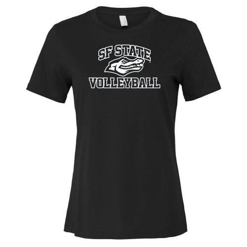  Bella + Canvas Womens Black Relaxed Cotton T Shirt - SF State Volleyball