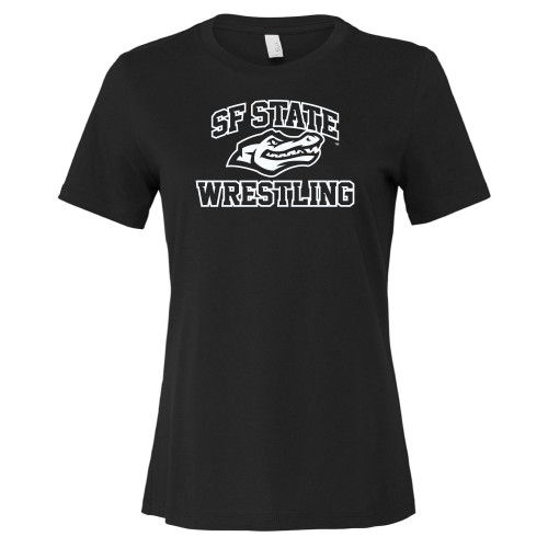 Bella + Canvas Womens Black Relaxed Cotton T Shirt - SF State Wrestling