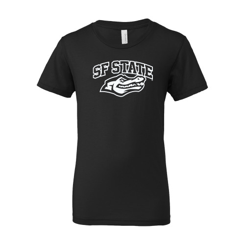  Bella + Canvas Youth Black Jersey T Shirt - SF State with Gator Head