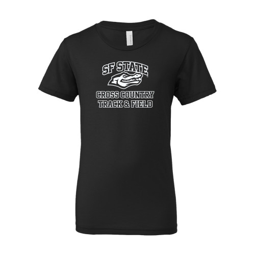  Bella + Canvas Youth Black Jersey T Shirt - SF State Cross Country and T&F