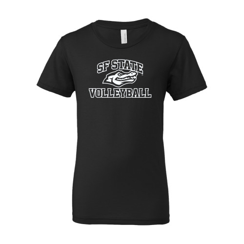  Bella + Canvas Youth Black Jersey T Shirt - SF State Volleyball