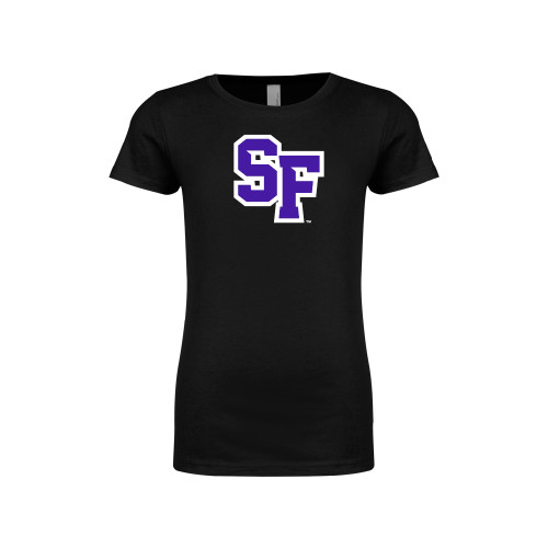  Next Level Girls Black Fashion Fit T Shirt - SF Monogram