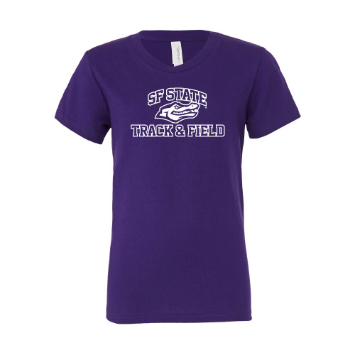  Bella + Canvas Youth Purple Jersey T Shirt - SF State Track & Field