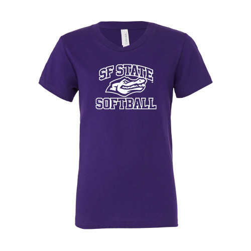  Bella + Canvas Youth Purple Jersey T Shirt - SF State Softball