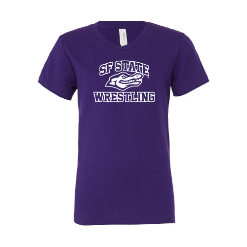  Bella + Canvas Youth Purple Jersey T Shirt - SF State Wrestling