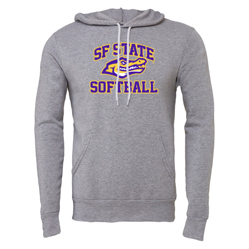  Bella + Canvas Heather Grey Fleece Hood - SF State Softball