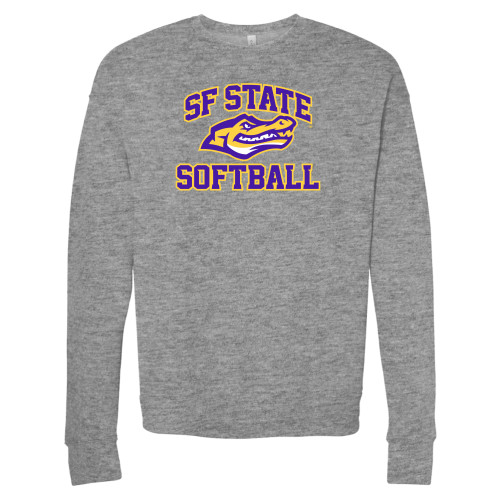  Bella + Canvas Heather Grey Fleece Crew - SF State Softball