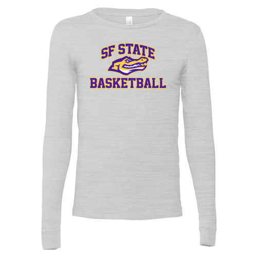  Bella + Canvas Ash Grey Jersey Cotton Long Sleeve T Shirt - SF State Basketball