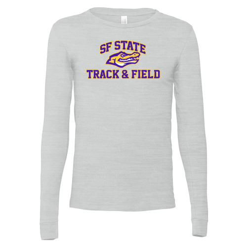  Bella + Canvas Ash Grey Jersey Cotton Long Sleeve T Shirt - SF State Track & Field