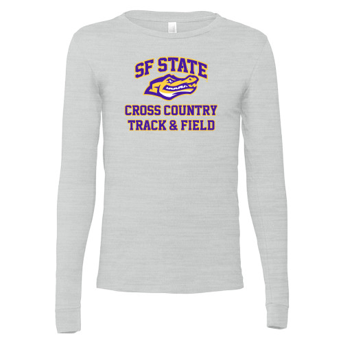  Bella + Canvas Ash Grey Jersey Cotton Long Sleeve T Shirt - SF State Cross Country and T&F