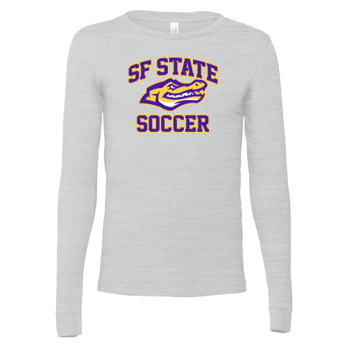  Bella + Canvas Ash Grey Jersey Cotton Long Sleeve T Shirt - SF State Soccer